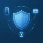 Escudo de seguridad conectado a un móvil con código y un email, representando los métodos de 2FA de SeenSecure