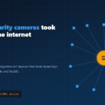 Header: the Mirai botnet, 2016, security cameras taking down the internet