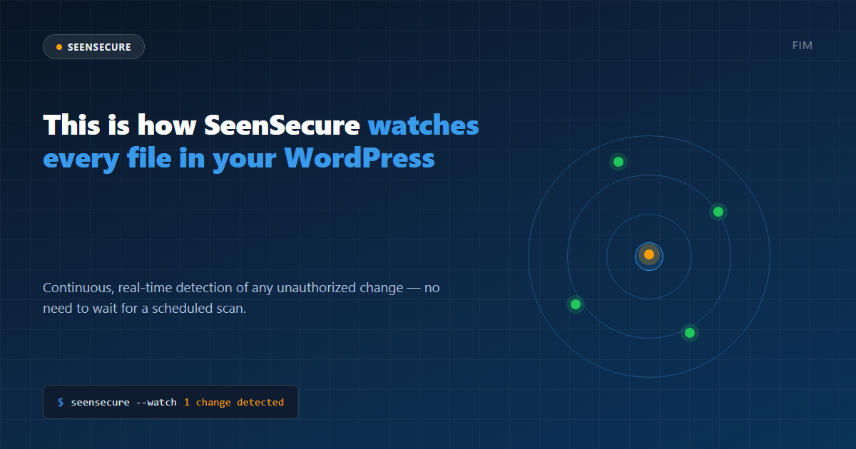 SeenSecure real-time log showing a detected and approved file change with its exact timestamp
